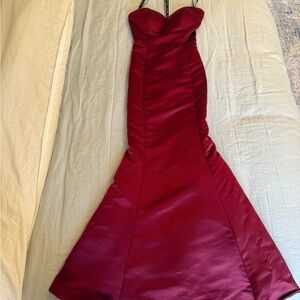 Burgundy Gown-Bill Levkoff Ruched Sweetheart Gown